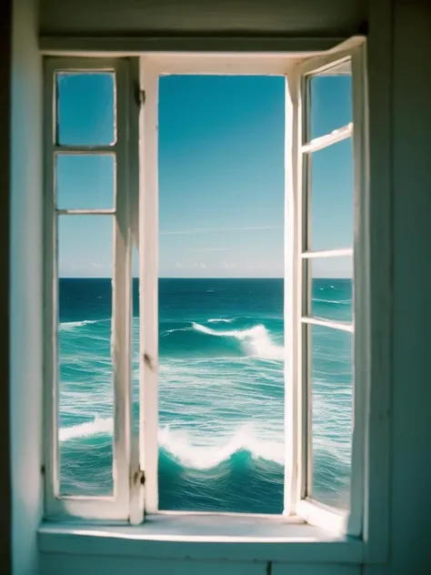 the sea is the ocean, and the sky is the limit, there is a window to the sea, sword and wand water, the window, open window