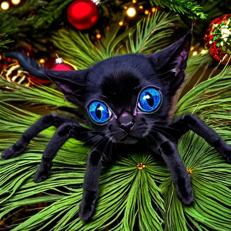 solo, hdr, highest quality, christmas, black (kitten|peacock_spider)