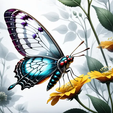 <lora:WildcardX-XL-Detail-Enhancer:1>,high quality,high details,(glass moth that is flying:1.1),(transparent:1.1),colourless,((suggestive background:1.5)),background with trees and flowers,
