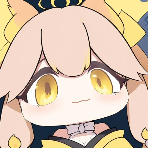<lora:Blue Archive Chibi Style:0.8> CHIBI, CHIBI STYLE  <lora:TamamoAria:0.8> Tamamo Aria, fox ears, fox tail, yellow hair bow, yellow kimono, japanese clothes, long sleeves, sleeves past wrists, wide sleeves, white bow, bare shoulders, white pantyhose, obi, ribbon, white footwear, <lyco:GoodHands-beta2:1.0>