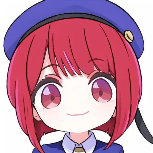 chibiï¼ï¼masterpiece, best quality, highly detailedï¼smileï¼kanaï¼red hairï¼capï¼short hair