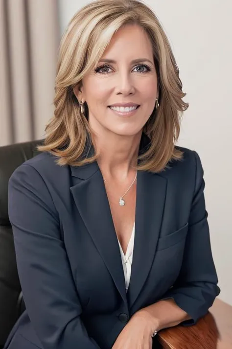 Masterpiece, best quality, professional photo of a c4m3r0t4 wearing a business suit and sitting <set restore_faces>1</set>, (closeup:1.3), skin texture