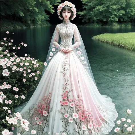 original, (masterpiece), (illustration), (extremely fine and beautiful), (perfect details), (beautiful and clear background:1.25), (depth of field:0.7), (stands aside the river:1.15). (cute:1.3), (detailed beautiful eyes:1.3), (beautiful face:1.3), silver hair, silver ear, (pink hair:0.7), (pink ear:0.7), long hair, (hair blowing with the wind:1.1), (blue eye:1.1), (female internet celebrity:1.2), butterflys flying around, (moon light:0.6), tree, (summer), (night:1.2), (close-up:0.35), (gloves:0.8), solo,full body,hjy<lora:hjy-10:0.7>