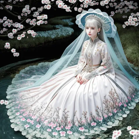 original, (masterpiece), (illustration), (extremely fine and beautiful), (perfect details), (beautiful and clear background:1.25), (depth of field:0.7), (stands aside the river:1.15). (cute:1.3), (detailed beautiful eyes:1.3), (beautiful face:1.3), silver hair, silver ear, (pink hair:0.7), (pink ear:0.7), long hair, (hair blowing with the wind:1.1), (blue eye:1.1), (female internet celebrity:1.2), butterflys flying around, (moon light:0.6), tree, (summer), (night:1.2), (close-up:0.35), (gloves:0.8), solo,full body,hjy<lora:hjy-10:0.7>