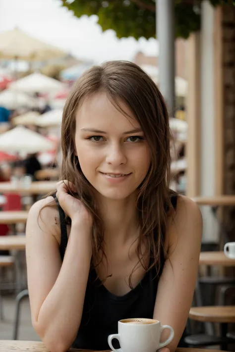 <lora:BeataUndine:0.8>, full color portrait of a young woman, having coffee at a vintage cafe, natural light, RAW photo, subject, 8k uhd, dslr, soft lighting, high quality, film grain, Fujifilm XT3