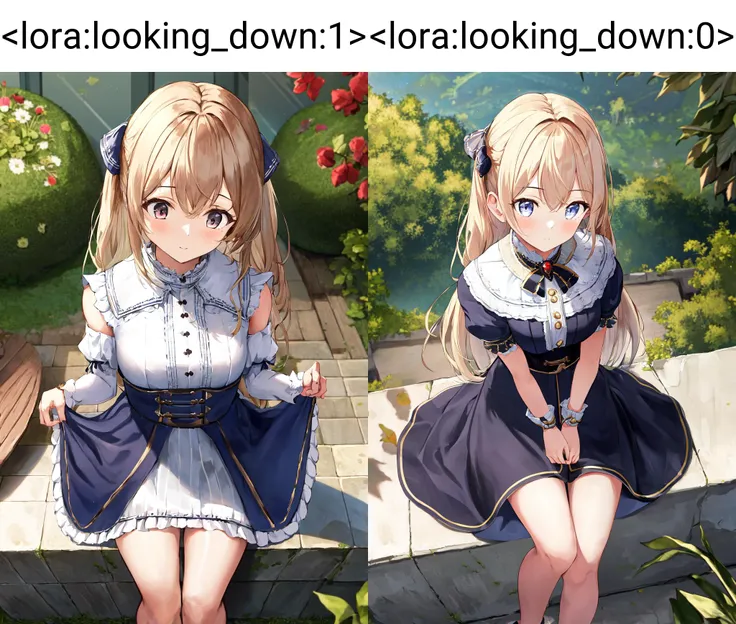 masterpiece, best quality, highres, 1girl, looking down from above facing viewer <lora:looking_down:1>