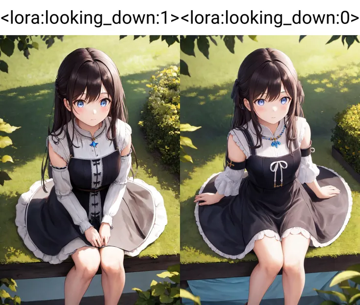masterpiece, best quality, highres, 1girl, looking down from above facing viewer <lora:looking_down:1>