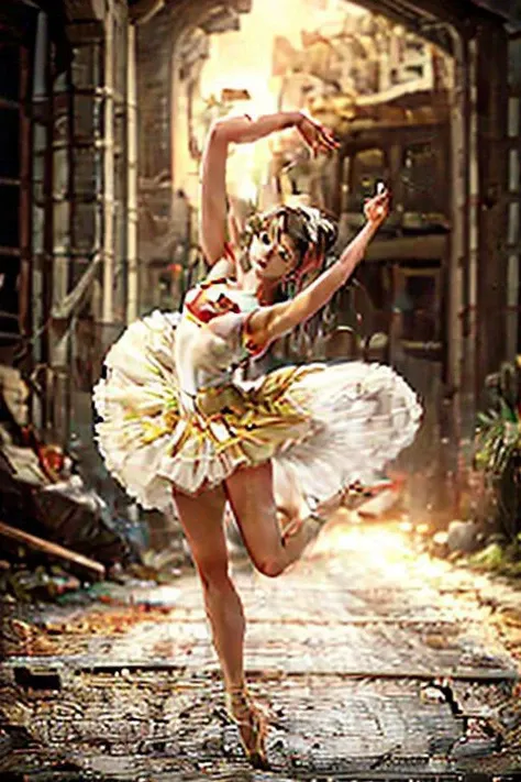 woman posing for a photo, (wearing golden supergirl_cosplay_outfit:1.2),(wearing ballet outfit with yellow tutu:1.2),
good hand,4k, high-res, masterpiece, best quality, head:1.3,((Hasselblad photography)), finely detailed skin, sharp focus, (cinematic lighting), night, soft lighting, dynamic angle, [:(detailed face:1.2):0.2],(((inside theater))),    <lyco:supergirl_ballet_dress-10:0.35>