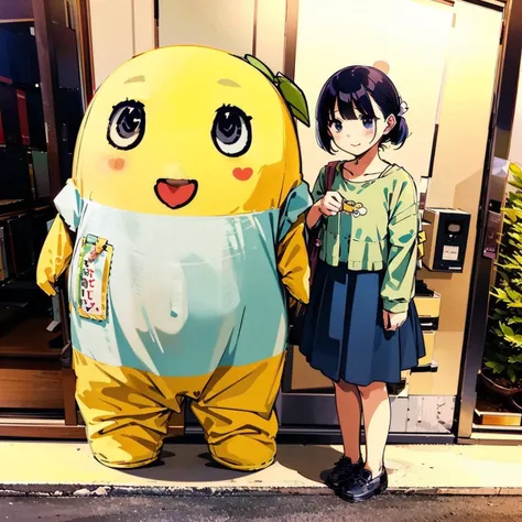 funassyi and girl, (girl:1.3),  standing, <lora:funassyi-I:0.8>