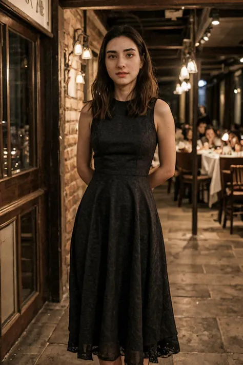<lora:Abbshap15L:1> Abbshap15L, dress , portrait , restaurant at night, <lora:Hyper-SD15-8steps-lora:.7> ,