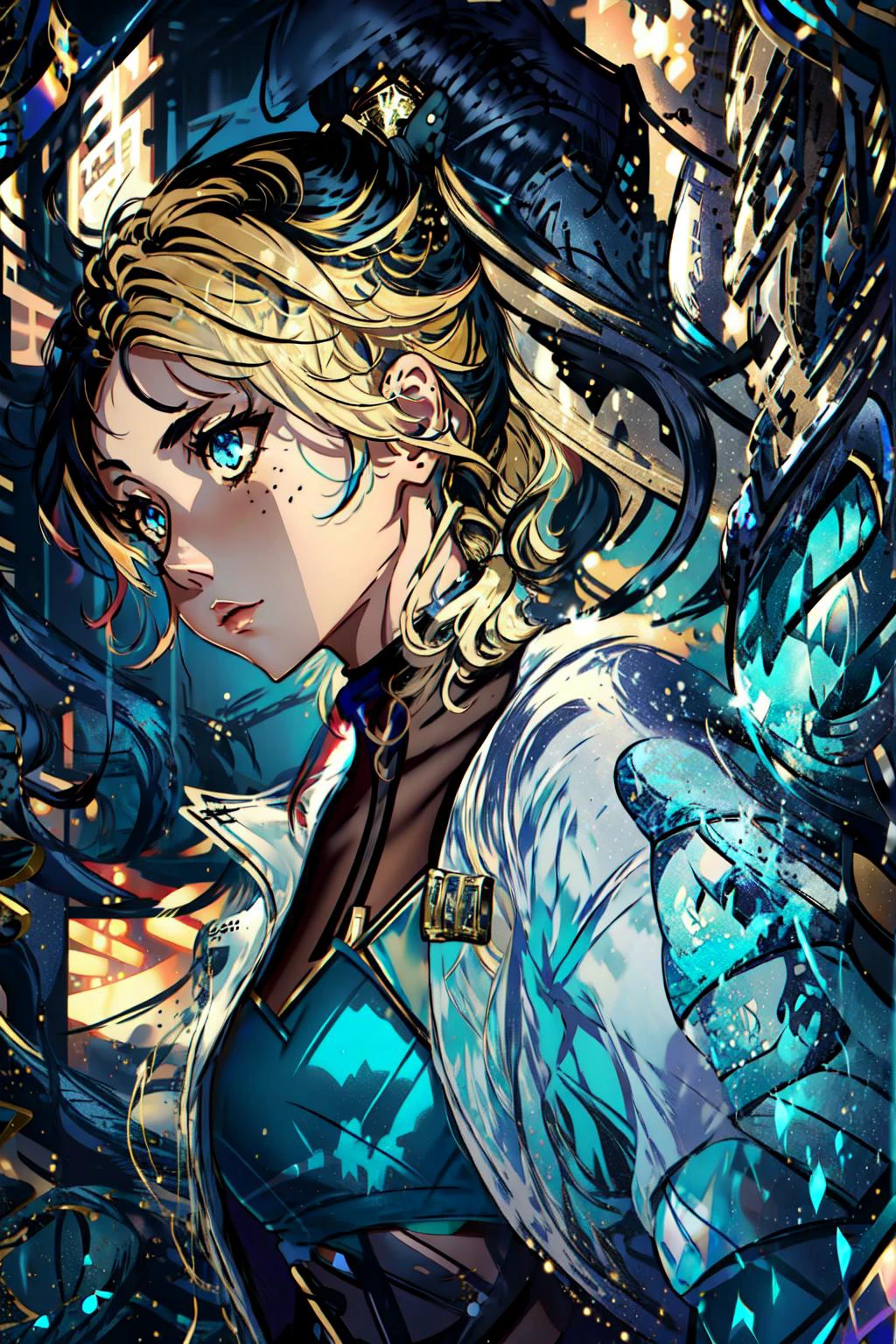 best quality, intricate details,
1girl, <lora:kDAALLOUTAkaliLeague_v10:0.8> akali, 1girl, black hair, blonde hair, multicolored hair, ponytail, k/da \(league of legends\),
<lora:girlAndShadow_v10:0.8>