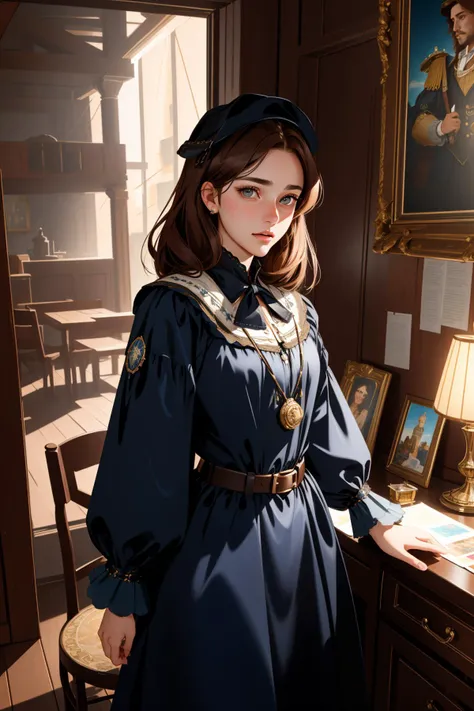 tv_Anastasiya_Gauthier_MXAI, [ (portrait art designed by Albrecht Anker:0.9) and (Albert Marquet:1.1) and (Hans Holbein the Younger:1.2) :3], artistic portrait, dark indigo pond and Zodiac in background, elegant, close up of a Ashkenazi ([Church:order:2]:1.3) , it is very 1940'S and Dieselpunk, it is covered in Stickers, it is in a Ancient setting, from inside of a [Feline|Shabby] tavern, Stormy weather, deep focus, Overdetailed art, Hopeful, De Stijl, Ethereal Lighting, Selective focus, anaglyph filter, Luminous trails, nightmare fuel, highly detailed, masterpiece
