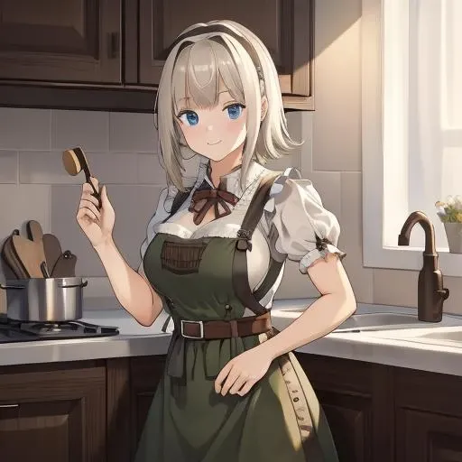 (masterpiece:1.3),(highly detailed:1.3),(highres:1.1),8k,best quality,Ultra-detail,GF_19,1girl,dirndl,kitchen,<lora:GoodHands-beta2>,<lora:PP-19-19:0.7>,