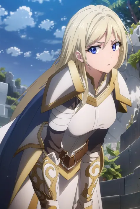 femaleknight, <lyco:femaleknight-lyco-nochekaiser:1>, 
female knight, long hair, blue eyes, blonde hair,
BREAK weapon, sword, cape, armor, shoulder armor, gauntlets, pauldrons, breastplate, knight,
BREAK outdoors, forest, grass, nature, sky, cloud, sun,
BREAK looking at viewer,
BREAK <lyco:GoodHands-beta2:1>, (masterpiece:1.2), best quality, high resolution, unity 8k wallpaper, (illustration:0.8), (beautiful detailed eyes:1.6), extremely detailed face, perfect lighting, extremely detailed CG, (perfect hands, perfect anatomy),