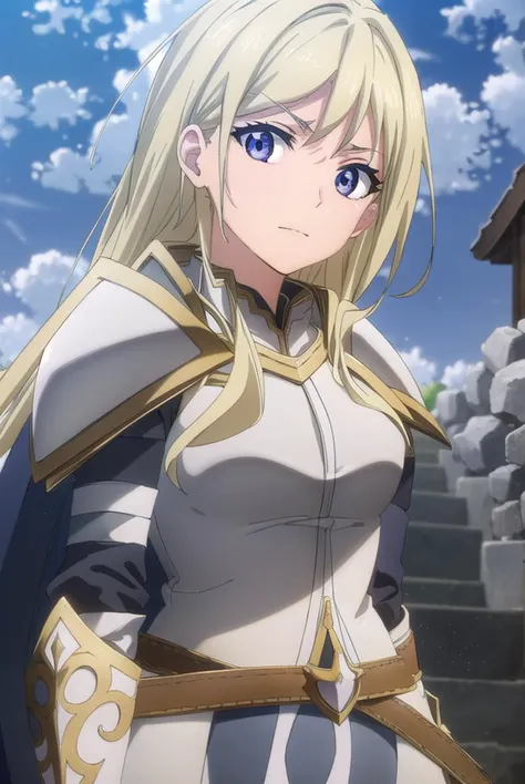 femaleknight, <lyco:femaleknight-lyco-nochekaiser:1>, 
female knight, long hair, blue eyes, blonde hair,
BREAK weapon, sword, cape, armor, shoulder armor, gauntlets, pauldrons, breastplate, knight,
BREAK outdoors, forest, grass, nature, sky, cloud, sun,
BREAK looking at viewer, (cowboy shot:1.5),
BREAK <lyco:GoodHands-beta2:1>, (masterpiece:1.2), best quality, high resolution, unity 8k wallpaper, (illustration:0.8), (beautiful detailed eyes:1.6), extremely detailed face, perfect lighting, extremely detailed CG, (perfect hands, perfect anatomy),