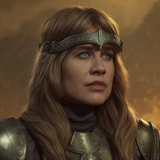 <hypernet:SarahConnorT:1>, (Sarah Connor:1.2), a woman, warrior, Knight warrior helmet skyrim mask elder scrolls v nordic armor bethesda adam adamowicz illustration character design concept, cosplay, rpg portrait, intricate detail, harvest fall vibrancy