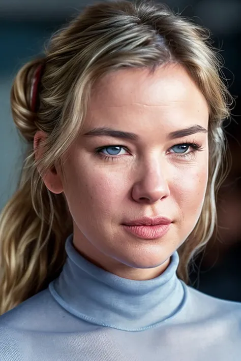 photo of extremely sexy (rzellw:0.99), a woman as a sexy student, closeup portrait upsweep updo, (Cornflower Blue tight long sleeve turtleneck top), at a cantina sitting bar (masterpiece:1.5) (photorealistic:1.1) (bokeh) (best quality) (detailed skin texture pores hairs:1.1) (intricate) (8k) (HDR) (wallpaper) (cinematic lighting) (sharp focus), (eyeliner)