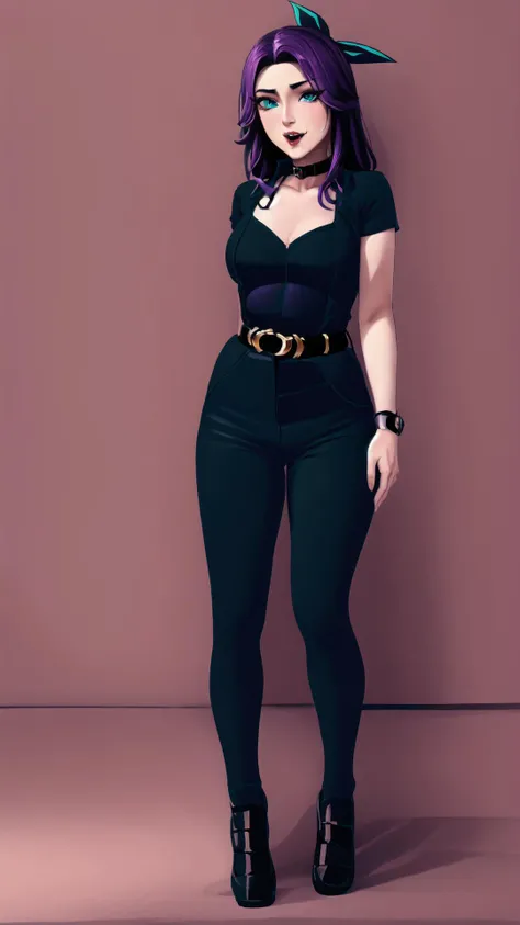 <lora:1670282425958972498:0.8> Vampirecostumes, fang, makeup, gothic, <lora:acSTP:1> woman wearing acSTP skintight pants, STP grey, belt, <lora:abigail:0.8> abigail, purple hair, aqua eyes, hair ribbon, long hair, masterpiece, best quality, extremely detailed, highly quality, 4k, sharp focus, professional, sharp focus, award winning, cinematic lighting, octane render, unreal engine, volumetrics dtx, Wallpaper,