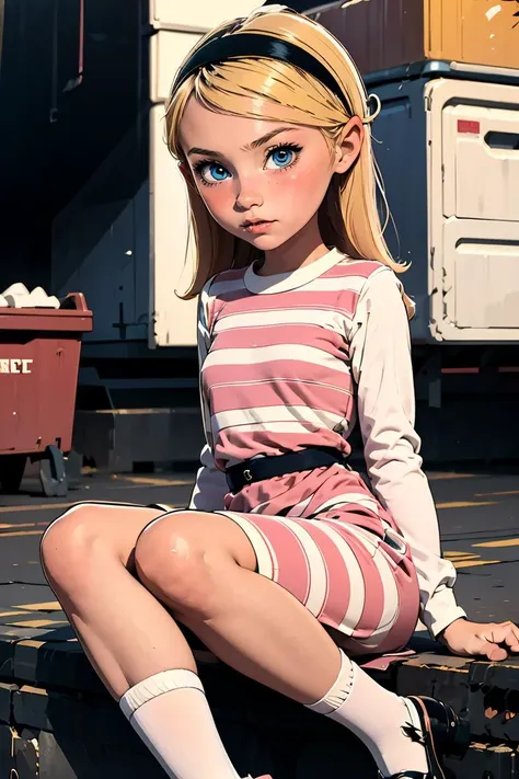 (masterpiece, best quality), 1girl,  <lora:Penny_Peterson_Leaf5:0.8> 1girl, solo, penny peterson, blonde hair, hairband, blue eyes, pink dress, white shirt, long sleeves, layered dress, striped dress, white socks, mary janes,