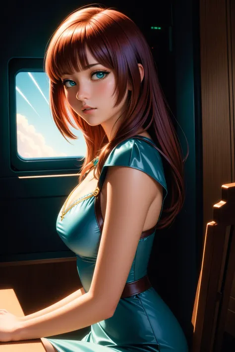 1girl, (designed by Brian De Palma:1.2) and (Jeff Easley:1.0) , cinema art, masterpiece Pastels artwork, intricate details, 3/4 view of a 1900'S Enticing ("The Last Recruit":1.3) , complex Cobalt Blue, Electric Green and Neon Yellow background, lush space with Mahogany, Bathed in shadows, in focus, Visual novel, Suffering, Futurepunk, rim light, macro lens, Film grain, vignette, Temari, hyperdetailed, ultra high res, cinemascope, cyberpunk