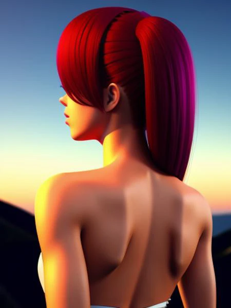 a girls,sexy,MOON,3D,backshirt,redhair,