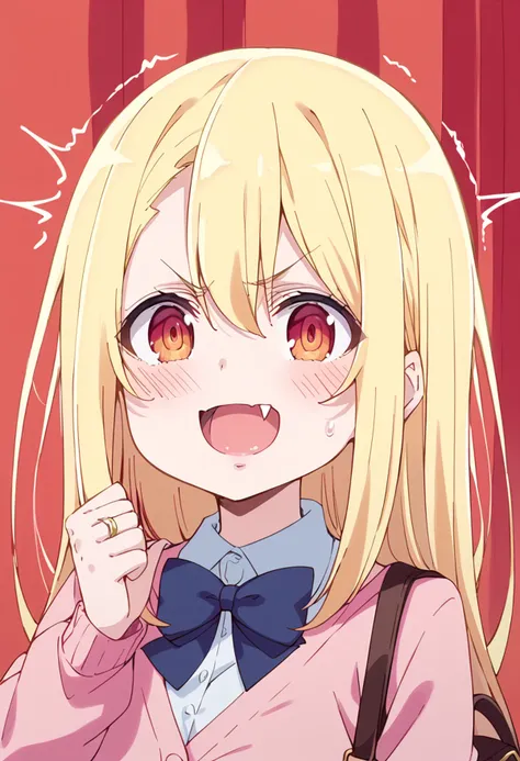 score_9, score_8_up, score_7_up, source_anime BREAK
amane lily, blonde hair, 1girl, open mouth, jewelry, solo, ring, sweat, shaded face, v-shaped eyebrows, smile, collared shirt, teeth, red eyes, hair between eyes, pink cardigan, white shirt, sweatdrop, :d, upper body, school uniform, purple eyes, dress shirt, hand up, fang, bag, angry, looking at viewer, ^^^, brown eyes, turn pale, pink sweater, sidelocks, o o, eyebrows visible through hair, pink jacket, upper teeth, multicolored eyes, yellow eyes, blush, pink eyes, pink shirt, shouting, surprised, trembling, buttons, wavy mouth, very long hair, siblings, scared, fangs, close-up, swept bangs, wing collar, laughing, chibi, wedding band, curtains, comic, red background, orange eyes, tongue, blue shirt, holding strap, long sleeves, solo, upper teeth only, portrait, nervous sweating, bow, handbag
<lora:amane_lily_sdxl_locon_pony_v1:0.8>