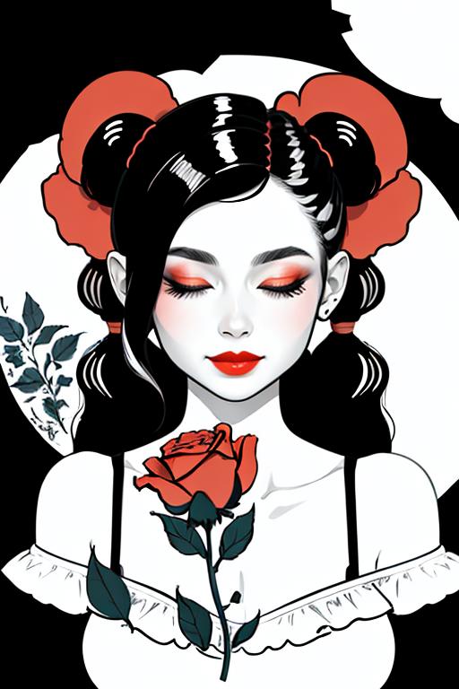 A woman with a rose in her hair and a red rose in her hair - SeaArt AI