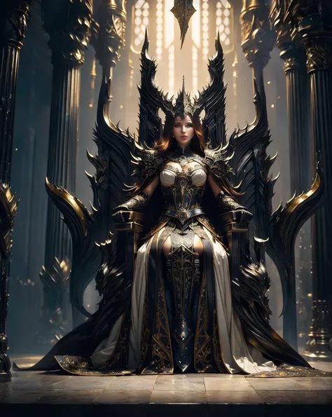 Masterwork Painting, Magnum Opus,
1girl posing on a throne, commanding attitude, imposing regal attitude,
<lora:ThroneRoom:0.8> throneroom, a pair of thrones, gloomy palace, misty air, lit candelabras, ambient light,
BREAK
Claudia, feminine woman, 24 yearsold,
fit body, toned body, lithe body, supple body,
pert d cups,
sunburnt skin, tanlines, birthmarks,
shoulderlength auburn wavey hair,
oblong face, fine features, arched eyebrows
heterochromia, round eyes,
fleshy upturned nose,
thin lips, upturned lips
BREAK
<lora:FantasyRobes:0.5> fanro, robe, white, gold trim, belt
<lora:Biomechanicals_v2_lora1500:0.5> hnsrdlf style, dark fantasy art ,
highres, 8k, uhd, High Dynamic Range, tonemapping, crisp details, intricate details, fine details