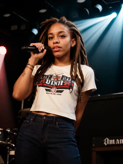 RAW photograph, tv_Kiffany_Washington_MXAI
BREAK
, intense expression, wearing jeans and a t-shirt, standing on the stage at a crowded rock concert, spotlights, god rays, smoky interior,
BREAK, 8k uhd, dslr, soft lighting, high quality, film grain, Fujifilm XT3, (((Ultra-HD-details, Ultra-HD-detailed, Ultra-HD-realistic, Ultra-HD-photo-same-realistic-quality-details)))