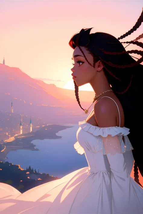 masterpiece, best quality,kfk, 1girl, bangs, , breasts, gloves, jewelry, large_breasts, long_hair, pantyhose, purple_eyes, purple_hair, solo,viewer,sunglasses, body revealingbikini, (sun, cloud,renaissance city around water,outdoors :1.1),rendered in blender((isometric)),