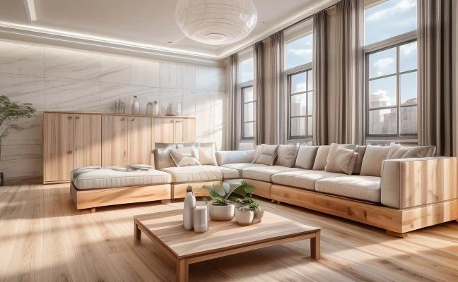 (ultra realistic), masterpiece, best quality, super detailed, ultra high res, raw photo, 8k,
living room lukhshad aj in the apartment, in the style of modern, monochromatic serenity, super detailed, concrete, white, wooden table, (light gray fabric sofa), fabric pilows, wooden flooring, wooden modular cabinet, backlight, white wall, (white ceiling), soft sunlight, window,
<lora:Modern wooden living room - PHK:0.4>
