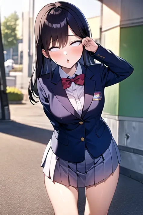 masterpiece, best quality, 1girl, shirome, blank eyes, school uniform,