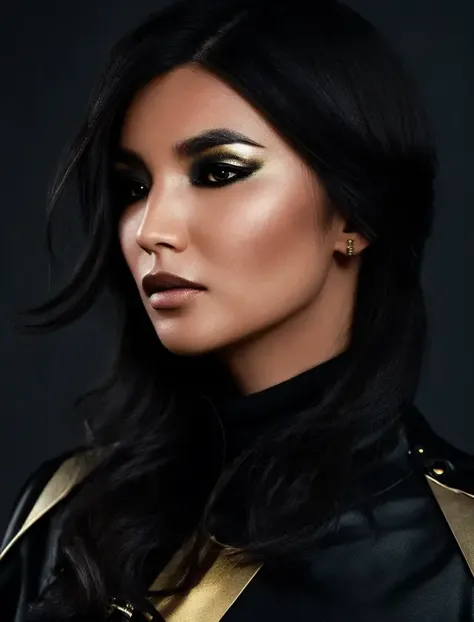 facial portrait, a woman, black and gold, cyberpunk <lora:Gemma Chan:0.8> <lora:lowra_v10:0.6>