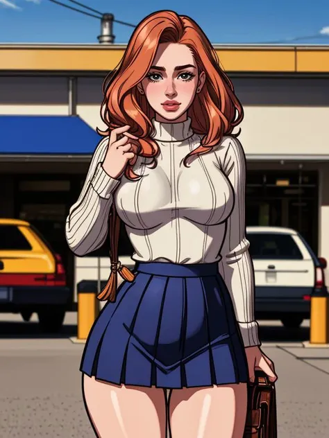 XenTAI-pos,
Angela_Moongarden,
cable knit sweater, pleated skirt, and loafers,
gas station