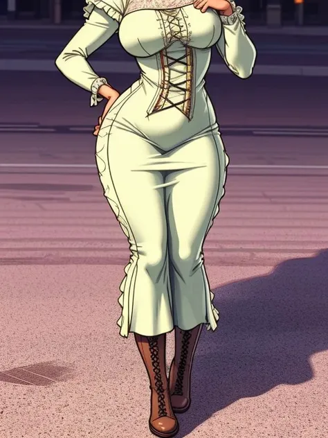 a sexy milf, brunette, big , big butt, wild west hottie costume, full body