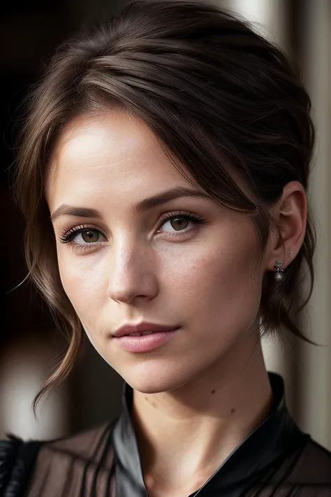 beautiful woman (Koh_DominiquePC:.99), (( Short dark brown spiky pixie hairstyle :1.2)) , ((portrait)), (closeup:1.2), ((from the waist up)), ((( Narnia: A land of talking animals and magical creatures, ruled by Aslan the lion :1.2 ))), natural skin texture, ((dark black eyeliner:1.2)), (( Plunge Neck Gown :1.2)), 24mm, 4k textures, soft cinematic light, adobe lightroom, photolab, hdr, intricate, elegant, highly detailed, sharp focus, ((((cinematic look)))), soothing tones, insane details, intricate details, hyperdetailed, low contrast, soft cinematic light, exposure blend, hdr, faded, now, ("I've got a bad feeling about this.":1.1)