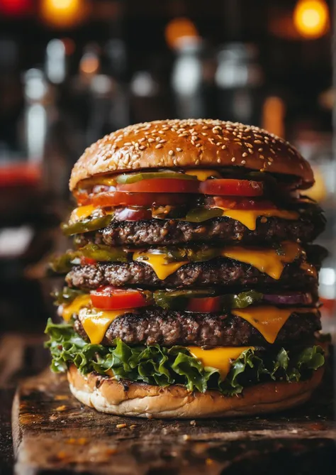 juicy burger, dark cinematic, Kodak RAW