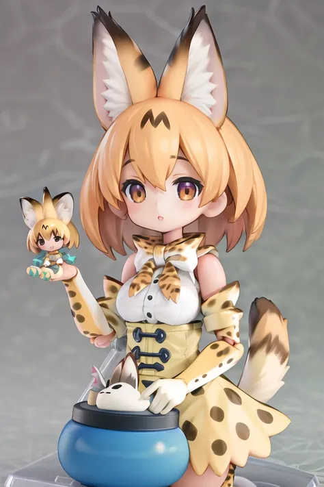 figma, kemono friends , serval figurine, masterpiece, best quality, intricately detailed, highres 4k, sharp