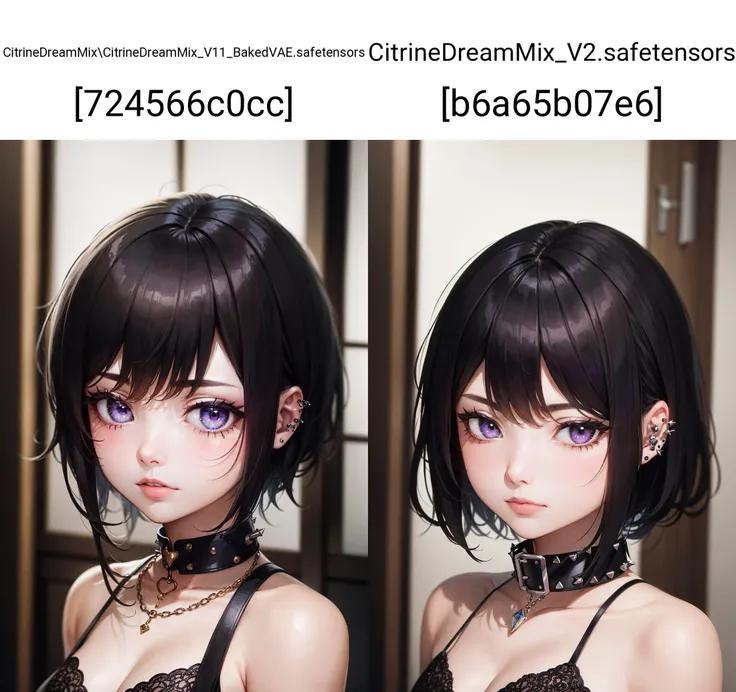 (masterpiece, best quality, absurdres), high quality, highres, ultra detailed, intricate, depth of field, 1girl, goth, black hair, short hair, purple eyes, black eyeliner, black lips, piercing, spiked collar, looking at viewer