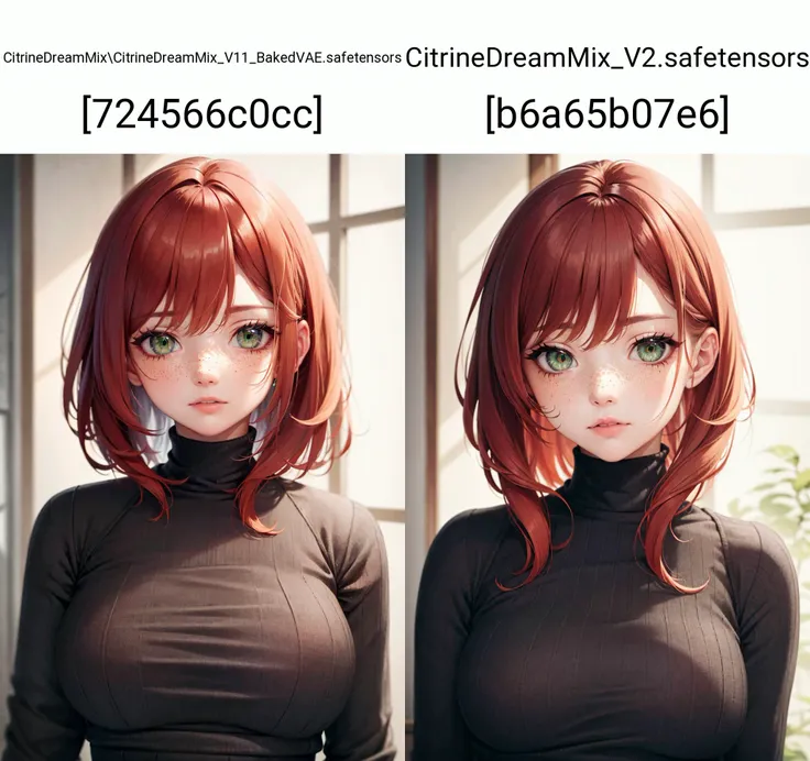 masterpiece, best quality, ultra-detailed, beautiful lighting, 1girl, smile, red hair, green eyes, freckles, turtleneck, ribbed sweater, black sweater