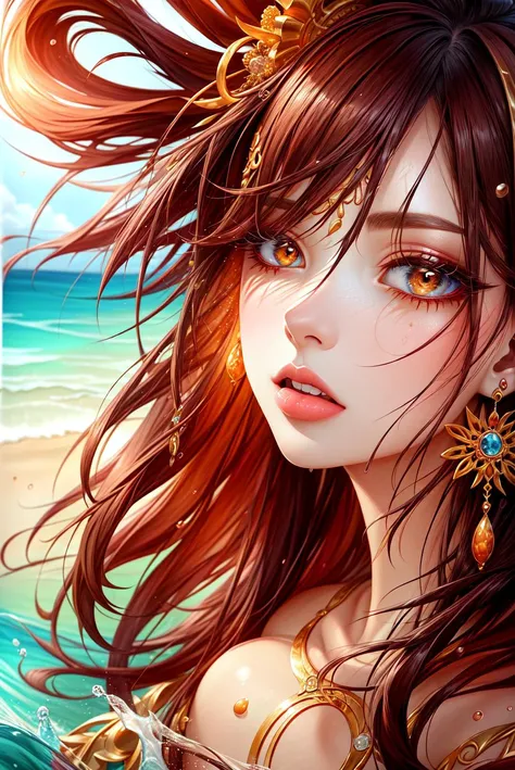oil painting \(medium\), beautiful girl, goddess,, earrings, Extreme close-up, chestnut , (splashes:1.2), circles, waves, colorful, (masterpiece:1.2), (detailed:1.2), <lora:splashes_v.1.1:1> <lora:add_detail:0.7>