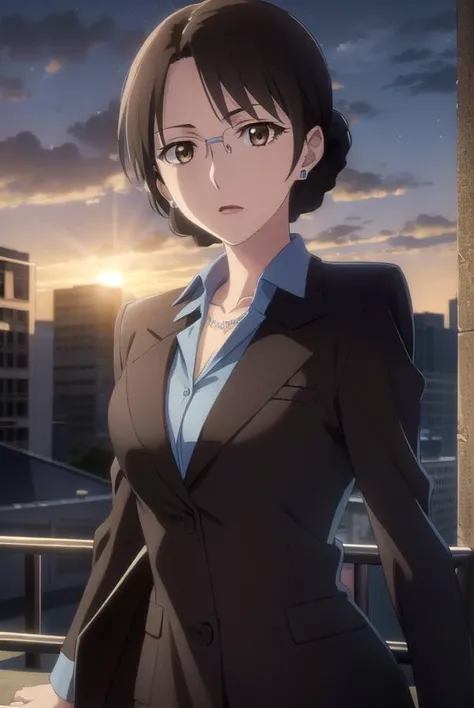 akikikuchihara, <lora:aki kikuchihara s1-lora-nochekaiser:1>,
aki kikuchihara, brown hair, (brown eyes:1.5), glasses, mature female,
BREAK jewelry, earrings, necklace, formal, suit, lipstick, office lady,
BREAK outdoor, city, night, sky, buildings, moon, clouds,
BREAK looking at viewer, (cowboy shot:1.5),
BREAK <lyco:GoodHands-beta2:1>, (masterpiece:1.2), best quality, high resolution, unity 8k wallpaper, (illustration:0.8), (beautiful detailed eyes:1.6), extremely detailed face, perfect lighting, extremely detailed CG, (perfect hands, perfect anatomy),