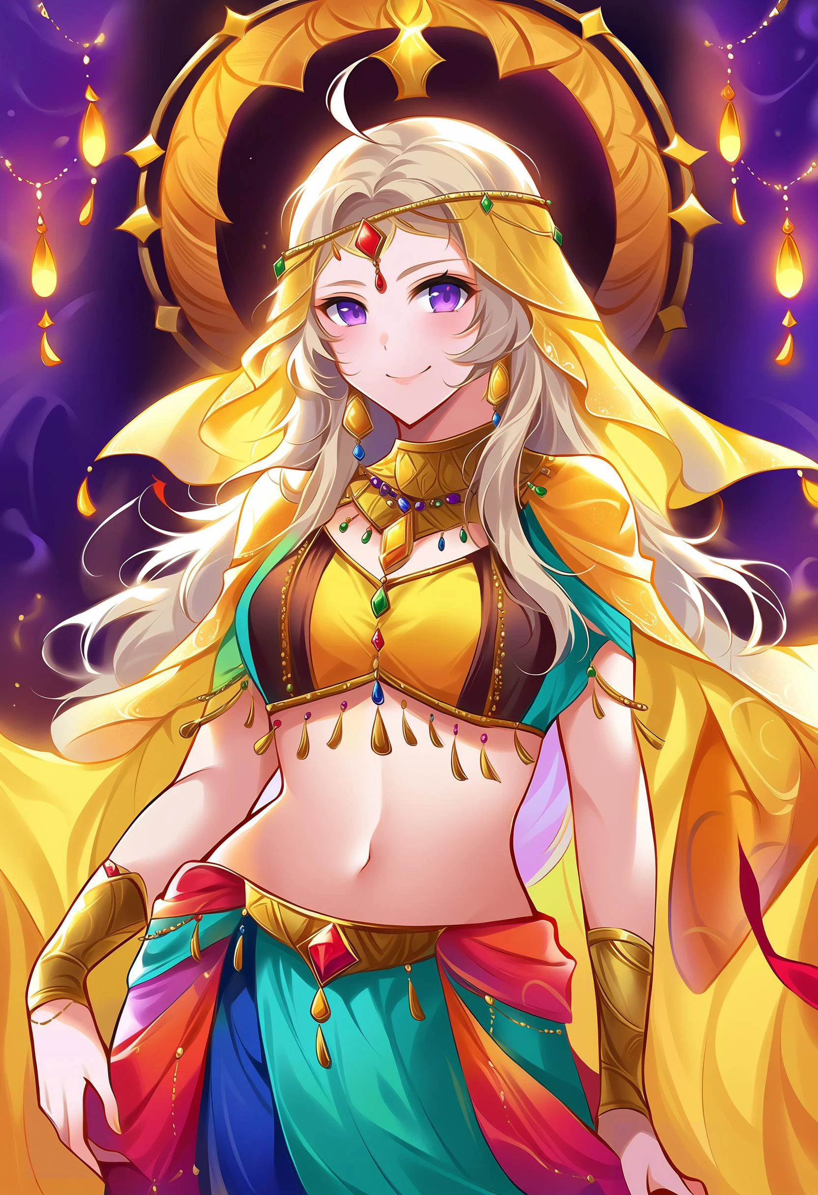 score_9, score_8_up, score_7_up, 1girl, solo, opheliadef, ahoge, circlet, wearing edgMes, harem outfit, navel, jewelry, dancer veil, circlet <lora:fireemblem_ophelia_ponyXL:.9> <lora:edgHaremPonyv1:1> seductive smile,