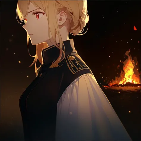 style-1 , (Gloomy dim yellow light), A blonde girl wears a German military uniform, (The girl wore a black German military uniform), ((The girl looked disgusted)), The girl was expressionless, (The girl was draped in a black cloak), ((((Flames burned behind the maiden)))), (There is battlefield behind the girl), (((Bloody))), (((beautiful detailed German military uniform))), ((German military uniform)), beautiful detailed girl, Perfect face, feet out of frame, ((Perfect body)), straight-on, ((solo)), red eyes, curly hair, ((backlight)), Girl on the center axis of the picture, small breasts, (The character is in the center of the frame), Girl on the center axis of the picture, (extremely detailed CG unity 8k wallpaper, masterpiece, best quality, ultra-detailed), (best illumination, best shadow, an extremely delicate and beautiful), dynamic angle, floating, finely detail, (bloom), (shine), glinting stars, classic


 <lora:style-loha:1>