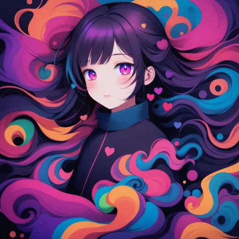 girl, soft, dark, colorful,