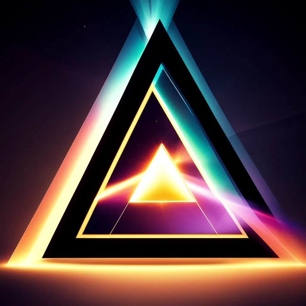 photo, an abstract image of a triangle with a bright light coming out of it (RetroAlbum style:1) <lora:djzRetroAlbumV21:1>