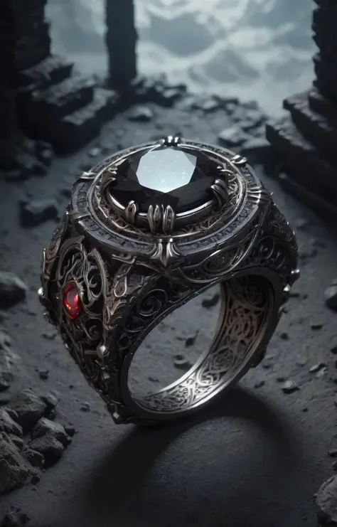 (dark magic), (grim), ring with the stone, (intricate details), (hyperdetailed), 8k hdr, high detailed, lot of details, high quality, soft cinematic light, dramatic atmosphere, atmospheric perspective