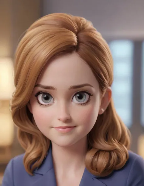 3D character.(Jenna Fischer as Pam Beesly:1.6), (caricature:0.2). bokeh, professional, 4k, highly detailed <lora:SamaritanEsdxl:0.45> (Pixar Render, CGI Animation, Disney:1.2) cute big circular reflective eyes, office, dof, (cinematic film), (sweetly endearing with a radiant smile:1.2)
