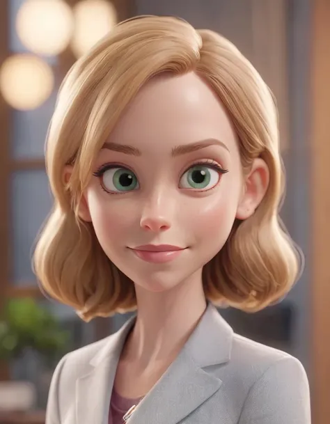 3D character.(Amy Ryan as Holly Flax:1.6), (caricature:0.2). bokeh, professional, 4k, highly detailed <lora:SamaritanEsdxl:0.45> (Pixar Render, CGI Animation, Disney:1.2) cute big circular reflective eyes, office, dof, (cinematic film), (warm and endearing smile:1.2)