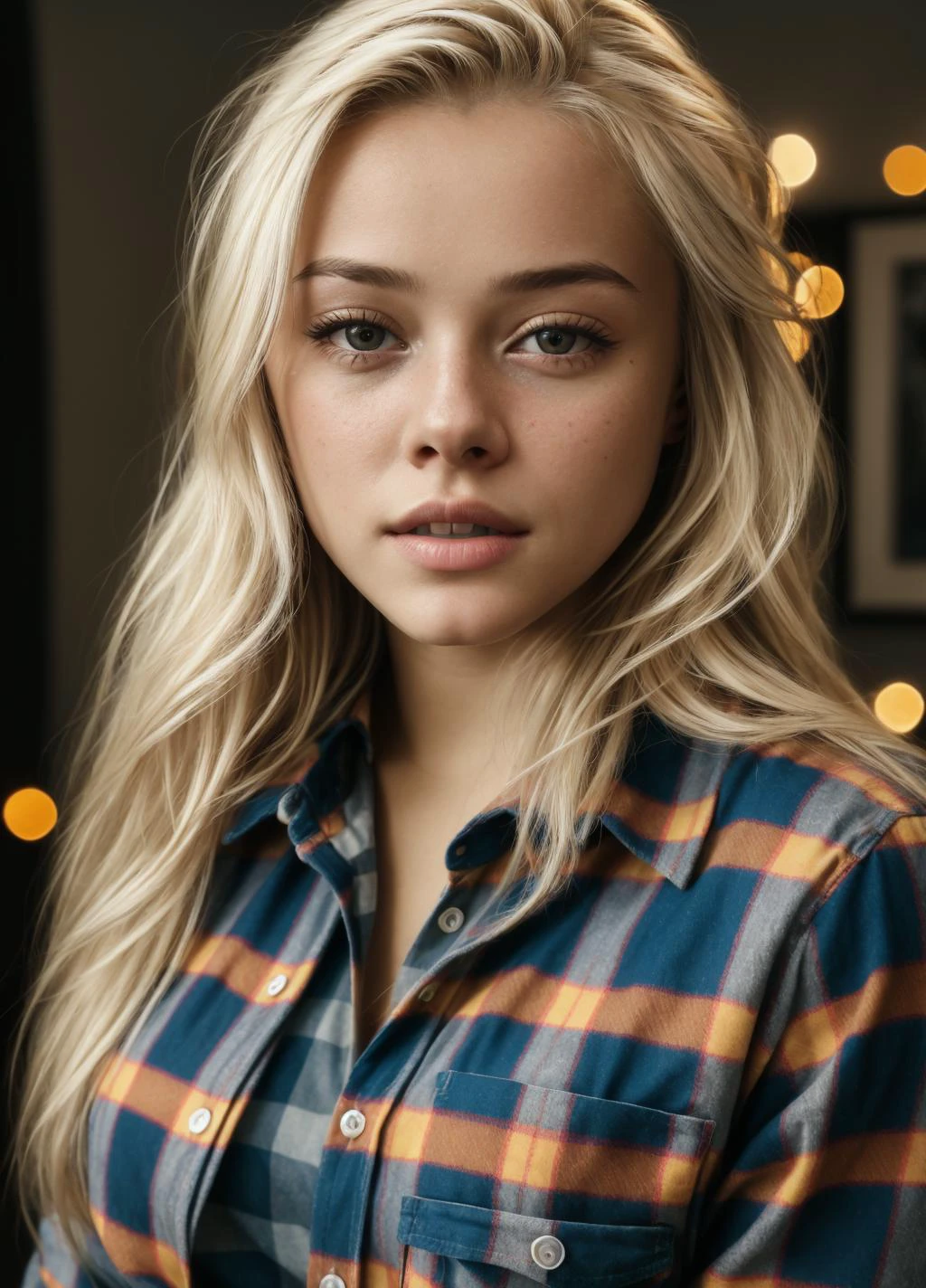 <lora:Olivia Dunne_0l1d7:1> 0l1d7, blonde hair,, wearing flannel shirt, depth of field bokeh, bedroom, (masterpiece) (best quality) (detailed) (8k) (wallpaper) (cinematic lighting) (sharp focus) (intricate), perfect, portrait , hyper detailed, amazing background, highly defined details 32k UHD, lifelike photo, vivid colors